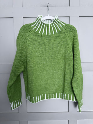 Una Turtle Neck with Contrasting Blanket Stitch Jumper, Best Seller - 17 Colours