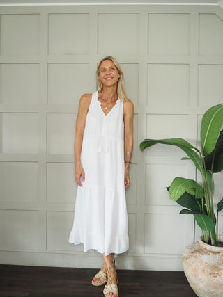 Dena Cheesecloth Dress - Chocolate, Navy Blue, Royal Blue, White