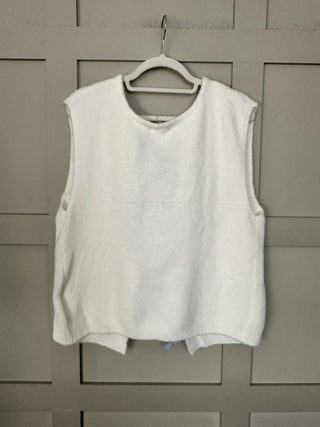 Zara Super Soft Sleeveless Cardigan with Gingham Ties - Baby Blue, Off White