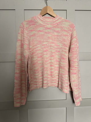 Gusta Turtle Neck Jumper with Scalloped Edge by Saint Tropez - Pink/Ecru