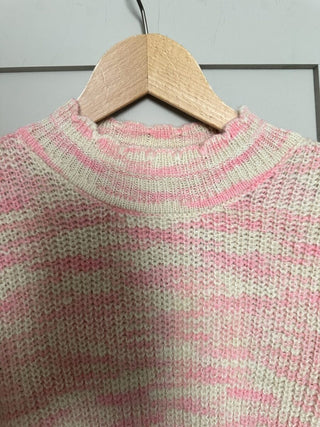 Gusta Turtle Neck Jumper with Scalloped Edge by Saint Tropez - Pink/Ecru