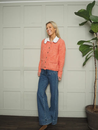 Melly Super Soft Cardigan - Blue, Coral