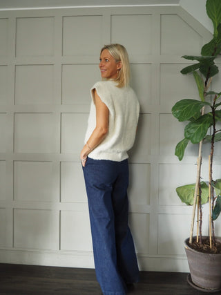 Nagia Soft, Sleeveless Jumper by Frnch - Ecru