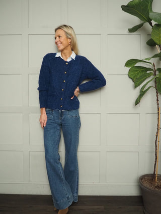 Melly Super Soft Cardigan - Blue, Coral