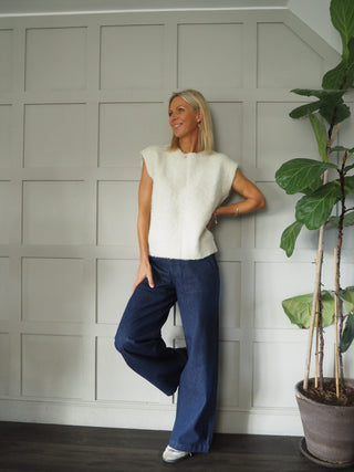 Nagia Soft, Sleeveless Jumper by Frnch - Ecru