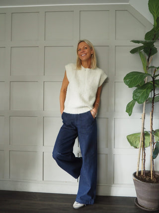 Nagia Soft, Sleeveless Jumper by Frnch - Ecru