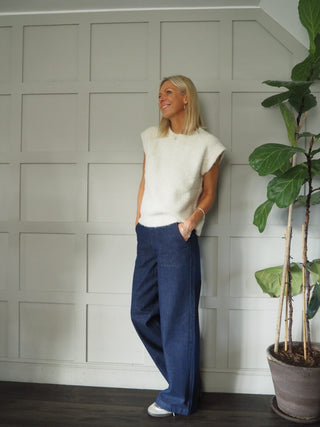 Nagia Soft, Sleeveless Jumper by Frnch - Ecru