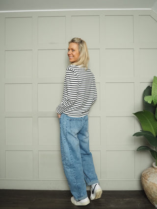 Bayfield Barrel Leg Stretch Jeans  - Denim Blue, Light Denim