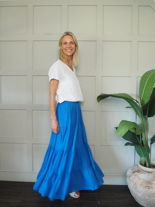 Penny Lightweight Cotton Skirt - Cobalt Blue, Navy Blue, Pink