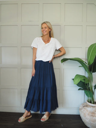 Blaine T Shirt with Short Sleeves - Coral, Navy Blue, Pale Pink, White