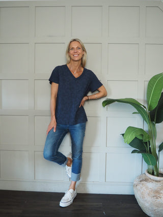 Blaine T Shirt with Short Sleeves - Coral, Navy Blue, Pale Pink, White