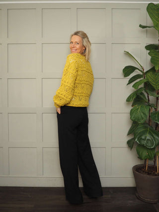 Charliza Chunky Knit Jumper by Saint Tropez - Light Blue and Mustard