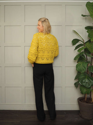 Charliza Chunky Knit Jumper by Saint Tropez - Light Blue and Mustard