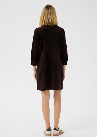 Eyvor Corduroy Dress with Long Sleeves, Front Zip Fastening by Part Two - Black, Chocolate
