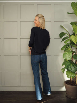 Mila Scoop Neck, Batwing Cropped Sleeve Jumper by Saint Tropez - Black, Blue, Buttermilk, Jojoba and Navy Blue