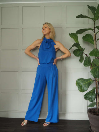 Caro Sleeveless, Wide Leg, Halter Neck Jumpsuit with Low Back - 5 Colour ways