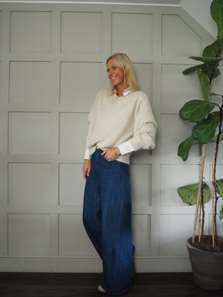 Laki Round Neck Wool Mix Jumper by Part Two - Oatmeal