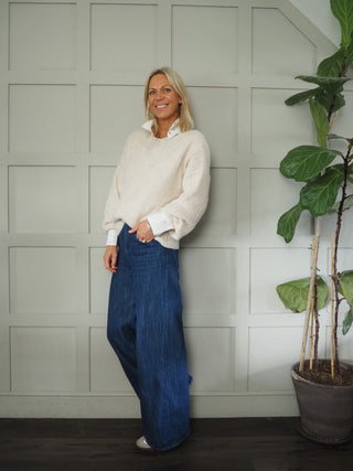 Laki Round Neck Wool Mix Jumper by Part Two - Oatmeal