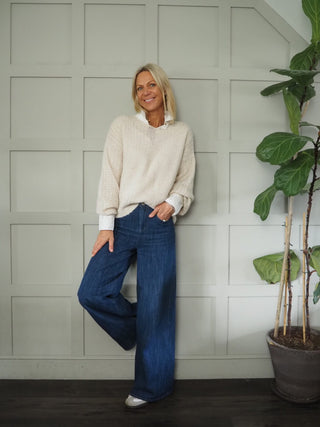 Laki Round Neck Wool Mix Jumper by Part Two - Oatmeal