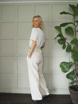 Adios Wide Leg Trousers - Oatmeal