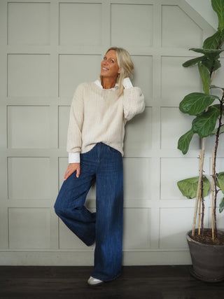 Laki Round Neck Wool Mix Jumper by Part Two - Oatmeal