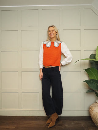 Lula Cashmere Mix Tank Top - Flame, Navy Blue