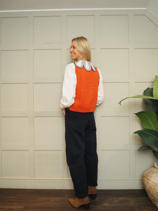 Lula Cashmere Mix Tank Top - Flame, Navy Blue