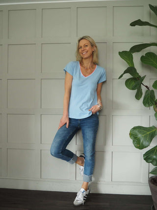 Willow V Neck T-Shirt with Contrasting Trim - 5 Colours