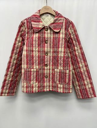 Lina Quilted Checked Jacket - Red/Oatmeal/Blue
