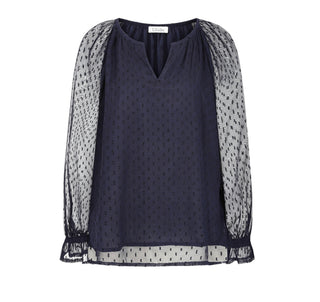 Maria Dobby Fabric Blouse by Luella - Navy Blue