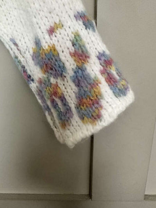 Edna Turtle Neck Jumper with Leopard Print Detail - Camel, Ecru and Grey