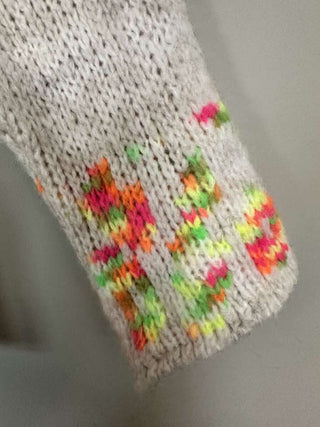 Edna Turtle Neck Jumper with Leopard Print Detail - Camel, Ecru and Grey