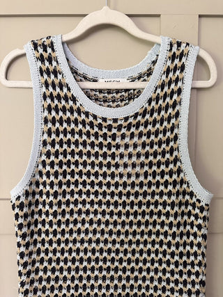 Chellie Knitted Dress by Moss Copenhagen - Camel/Pale Blue/Navy Blue