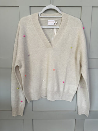 Little Pom Millie Cashmere Jumper by Brodie - Antique White