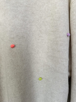 Little Pom Millie Cashmere Jumper by Brodie - Antique White