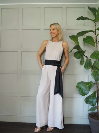 Cherisse Sleeveless, Wide Leg Jumpsuit with Contrasting Side Stripe - 4 Colour ways