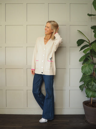 Malibu Sunset Cashmere Cardigan by Brodie - Ecru