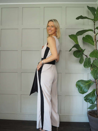 Cherisse Sleeveless, Wide Leg Jumpsuit with Contrasting Side Stripe - 4 Colour ways