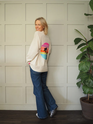 Malibu Sunset Cashmere Cardigan by Brodie - Ecru