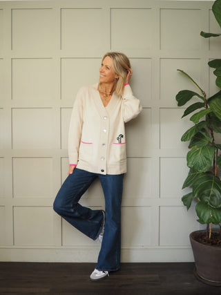 Malibu Sunset Cashmere Cardigan by Brodie - Ecru
