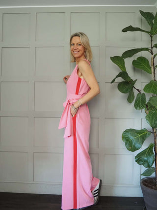 Cherisse Sleeveless, Wide Leg Jumpsuit with Contrasting Side Stripe - 4 Colour ways
