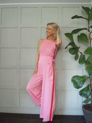 Cherisse Sleeveless, Wide Leg Jumpsuit with Contrasting Side Stripe - 4 Colour ways