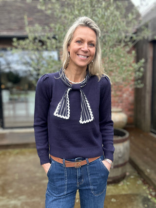 Parker Jumper with Scarf - Navy Blue
