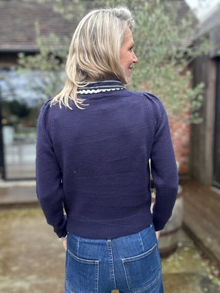 Parker Jumper with Scarf - Navy Blue