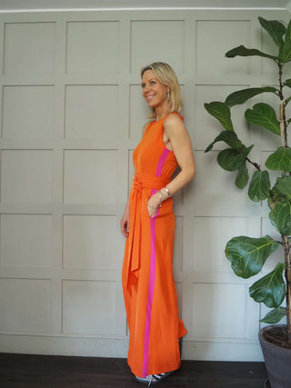 Cherisse Sleeveless, Wide Leg Jumpsuit with Contrasting Side Stripe - 4 Colour ways