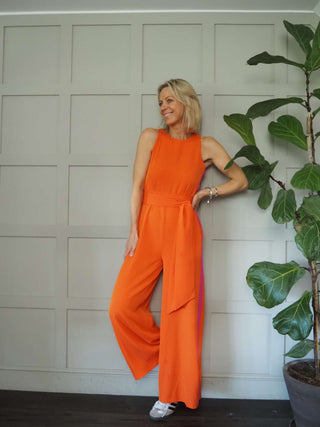 Cherisse Sleeveless, Wide Leg Jumpsuit with Contrasting Side Stripe - 4 Colour ways