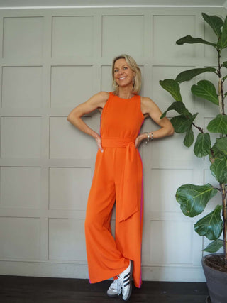 Cherisse Sleeveless, Wide Leg Jumpsuit with Contrasting Side Stripe - 4 Colour ways