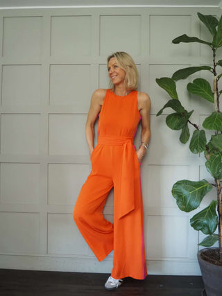 Cherisse Sleeveless, Wide Leg Jumpsuit with Contrasting Side Stripe - 4 Colour ways