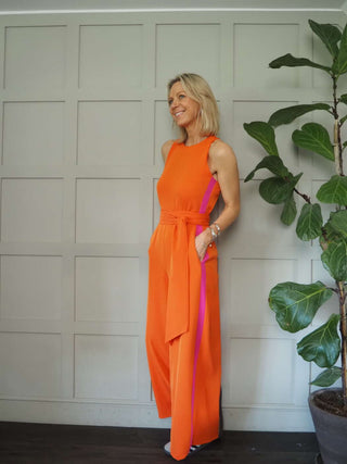 Cherisse Sleeveless, Wide Leg Jumpsuit with Contrasting Side Stripe - 4 Colour ways