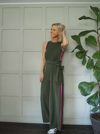 Cherisse Sleeveless, Wide Leg Jumpsuit with Contrasting Side Stripe - 4 Colour ways